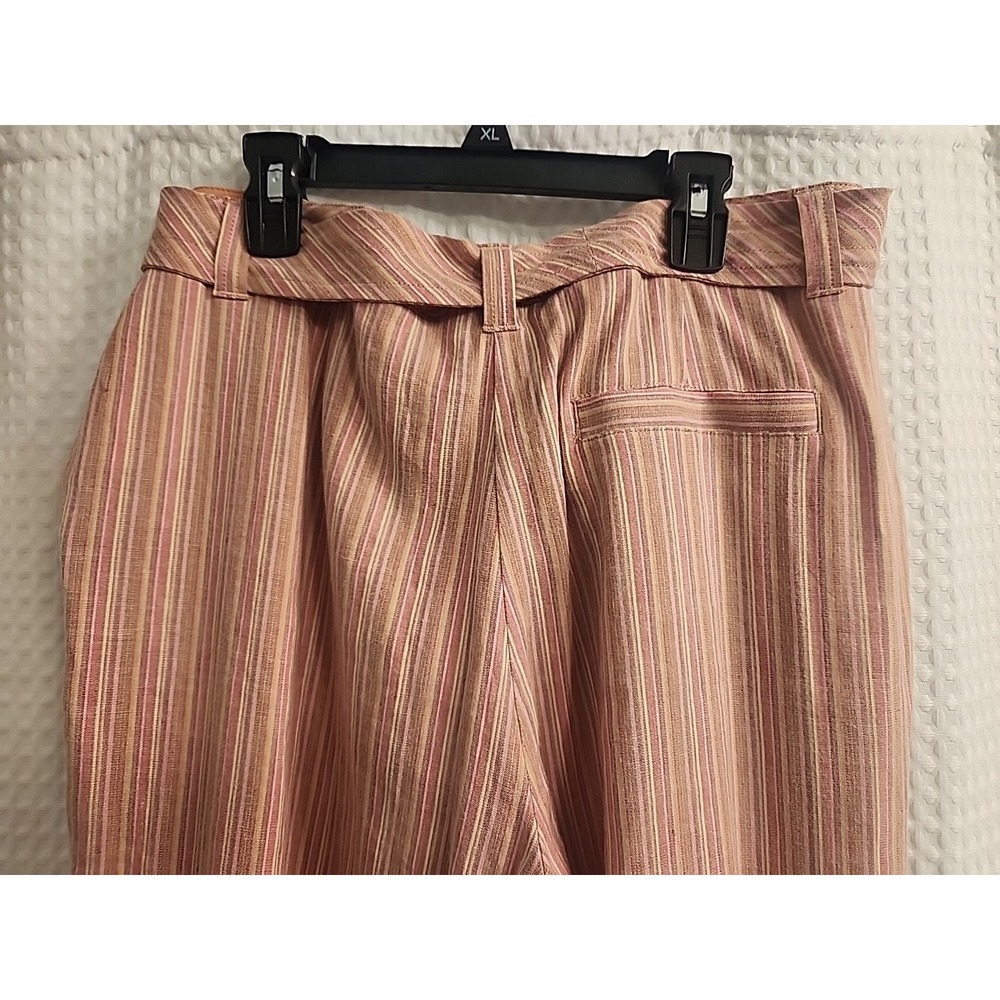 NEW NIC + ZOE "WORK IT" WIDE LEG POCKET PANTS PINK STRIPS W/BELT SIZE 14 - Picture 6 of 8